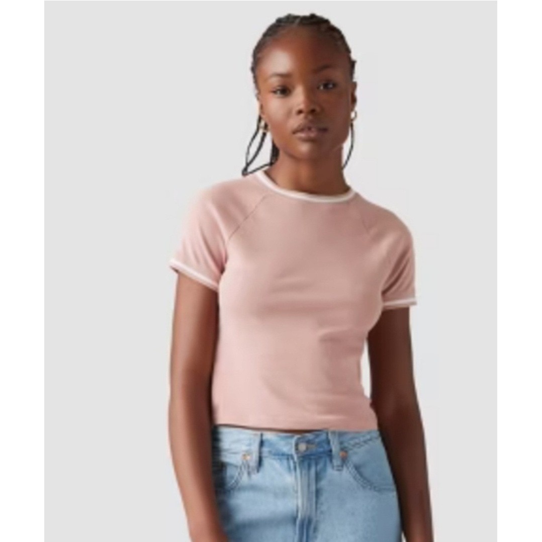 Levis Oracle Ringer Tee Nwt Medium T-Shirt Pink Short Sleeve Crew Slim Fit Y2k